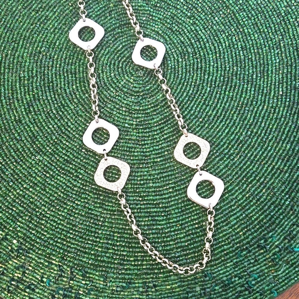EUC Ann Taylor designer silver and gold tone with faux diamonds 13" neck